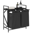 vidaXL fekete tölgyfa mosodai kosár 2 rekeszes polccal