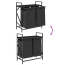 vidaXL fekete tölgyfa mosodai kosár 2 rekeszes polccal