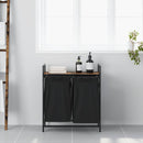 vidaXL füstölt tölgy mosodai kosár 2 rekeszes polccal