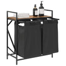 vidaXL füstölt tölgy mosodai kosár 2 rekeszes polccal