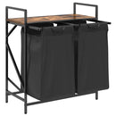 vidaXL füstölt tölgy mosodai kosár 2 rekeszes polccal