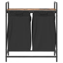 vidaXL füstölt tölgy mosodai kosár 2 rekeszes polccal