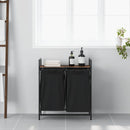 vidaXL barna tölgy mosodai kosár 2 rekeszes polccal