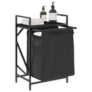 vidaXL fekete tölgyfa mosodai kosár 1 rekeszes polccal