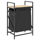 vidaXL fekete tölgyfa mosodai kosár 1 rekeszes polccal