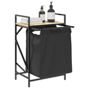 vidaXL fekete tölgyfa mosodai kosár 1 rekeszes polccal