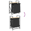 vidaXL fekete tölgyfa mosodai kosár 1 rekeszes polccal