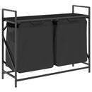 vidaXL fekete tölgyfa mosodai kosár 2 rekeszes polccal