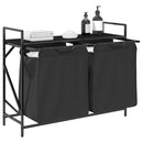 vidaXL fekete tölgyfa mosodai kosár 2 rekeszes polccal