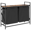 vidaXL füstölt tölgy mosodai kosár 2 rekeszes polccal