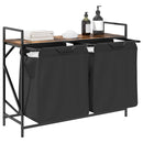 vidaXL füstölt tölgy mosodai kosár 2 rekeszes polccal