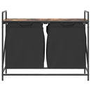 vidaXL füstölt tölgy mosodai kosár 2 rekeszes polccal