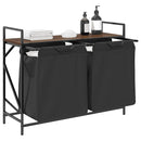 vidaXL barna tölgy mosodai kosár 2 rekeszes polccal