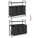 vidaXL fekete tölgyfa mosodai kosár 3 rekeszes polcokkal