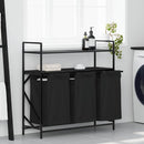 vidaXL fekete tölgyfa mosodai kosár 3 rekeszes polcokkal