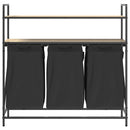 vidaXL sonoma tölgy mosodai kosár 3 rekeszes polcokkal