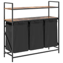 vidaXL füstölt tölgy mosodai kosár 3 rekeszes polcokkal