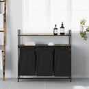 vidaXL füstölt tölgy mosodai kosár 3 rekeszes polcokkal