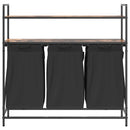 vidaXL füstölt tölgy mosodai kosár 3 rekeszes polcokkal