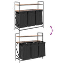 vidaXL füstölt tölgy mosodai kosár 3 rekeszes polcokkal