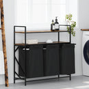 vidaXL füstölt tölgy mosodai kosár 3 rekeszes polcokkal