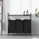 vidaXL barna tölgy mosodai kosár 3 rekeszes polcokkal