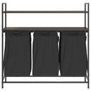 vidaXL barna tölgy mosodai kosár 3 rekeszes polcokkal