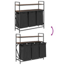 vidaXL barna tölgy mosodai kosár 3 rekeszes polcokkal