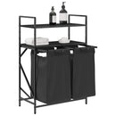 vidaXL fekete tölgyfa mosodai kosár 2 rekeszes polcokkal