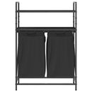 vidaXL fekete tölgyfa mosodai kosár 2 rekeszes polcokkal