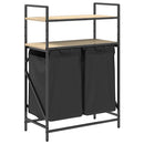 vidaXL sonoma tölgy mosodai kosár 2 rekeszes polcokkal