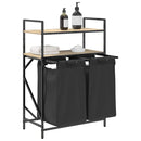 vidaXL sonoma tölgy mosodai kosár 2 rekeszes polcokkal