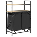 vidaXL sonoma tölgy mosodai kosár 2 rekeszes polcokkal