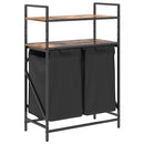 vidaXL füstölt tölgy mosodai kosár 2 rekeszes polcokkal