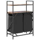 vidaXL füstölt tölgy mosodai kosár 2 rekeszes polcokkal