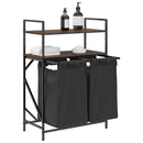 vidaXL barna tölgy mosodai kosár 2 rekeszes polcokkal