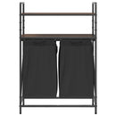 vidaXL barna tölgy mosodai kosár 2 rekeszes polcokkal