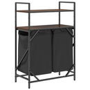 vidaXL barna tölgy mosodai kosár 2 rekeszes polcokkal