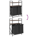 vidaXL barna tölgy mosodai kosár 2 rekeszes polcokkal