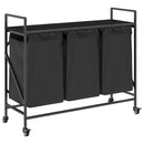 vidaXL fekete tölgyfa mosodai kosár 3 rekeszes kerekekkel