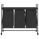 vidaXL fekete tölgyfa mosodai kosár 3 rekeszes kerekekkel