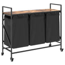 vidaXL füstölt tölgy mosodai kosár 3 rekeszes kerekekkel