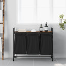 vidaXL füstölt tölgy mosodai kosár 3 rekeszes kerekekkel