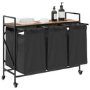 vidaXL füstölt tölgy mosodai kosár 3 rekeszes kerekekkel