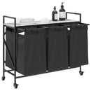 vidaXL szürke sonoma mosodai kosár 3 rekeszes kerekekkel