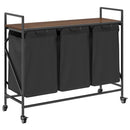 vidaXL barna tölgy mosodai kosár 3 rekeszes kerekekkel