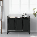 vidaXL barna tölgy mosodai kosár 3 rekeszes kerekekkel