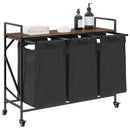 vidaXL barna tölgy mosodai kosár 3 rekeszes kerekekkel