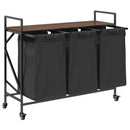 vidaXL barna tölgy mosodai kosár 3 rekeszes kerekekkel