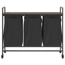 vidaXL barna tölgy mosodai kosár 3 rekeszes kerekekkel